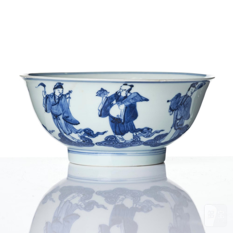 A blue and white 'Immortals' bowl, - 图3